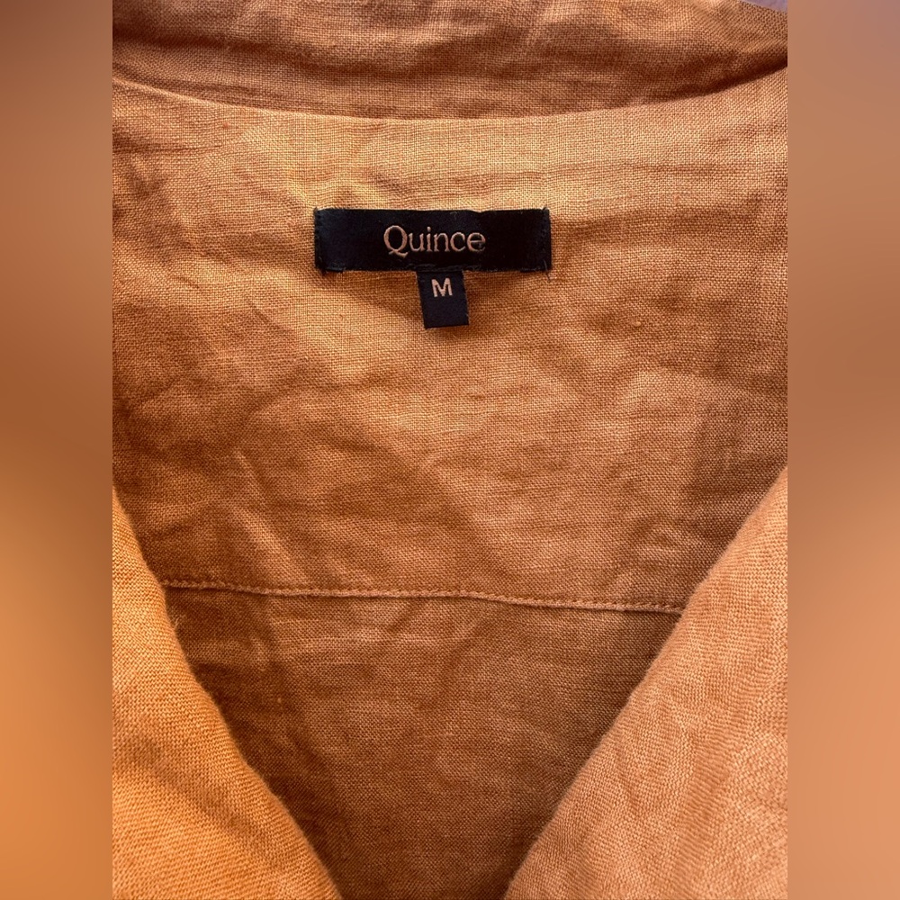 Quince Terracotta Linen button down Dress - Picture 4 of 16